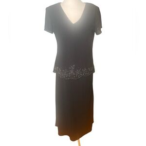 After Dark Black V-Neck Maxi Dress with Embellished Trim